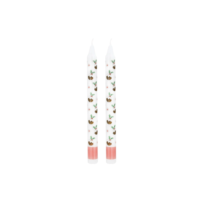 Christmas Puddings Dinner Candles - Two Pack