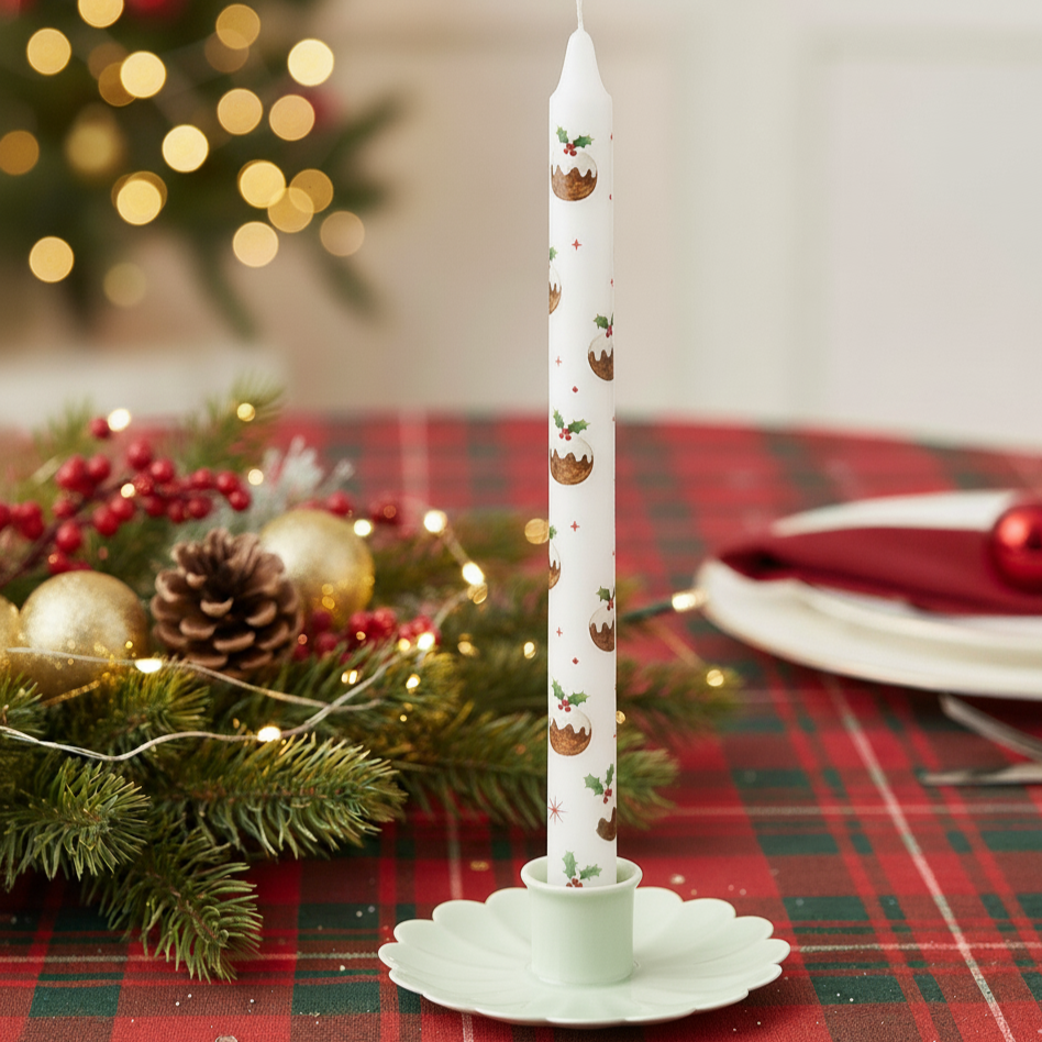 Christmas Puddings Dinner Candles - Two Pack