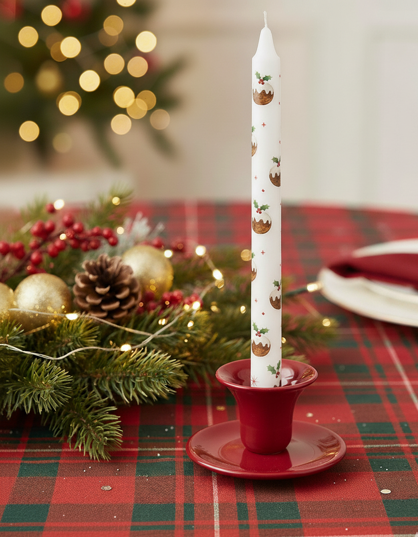 Christmas Puddings Dinner Candles - Two Pack