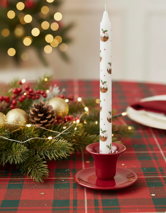 Christmas Puddings Dinner Candles - Two Pack