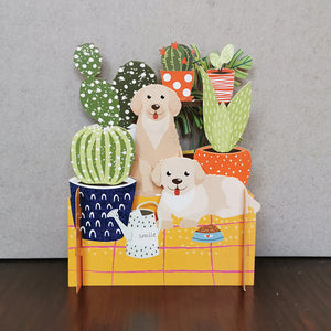 Dog and House Plants Scene 3D Pop Up Card - ad&i