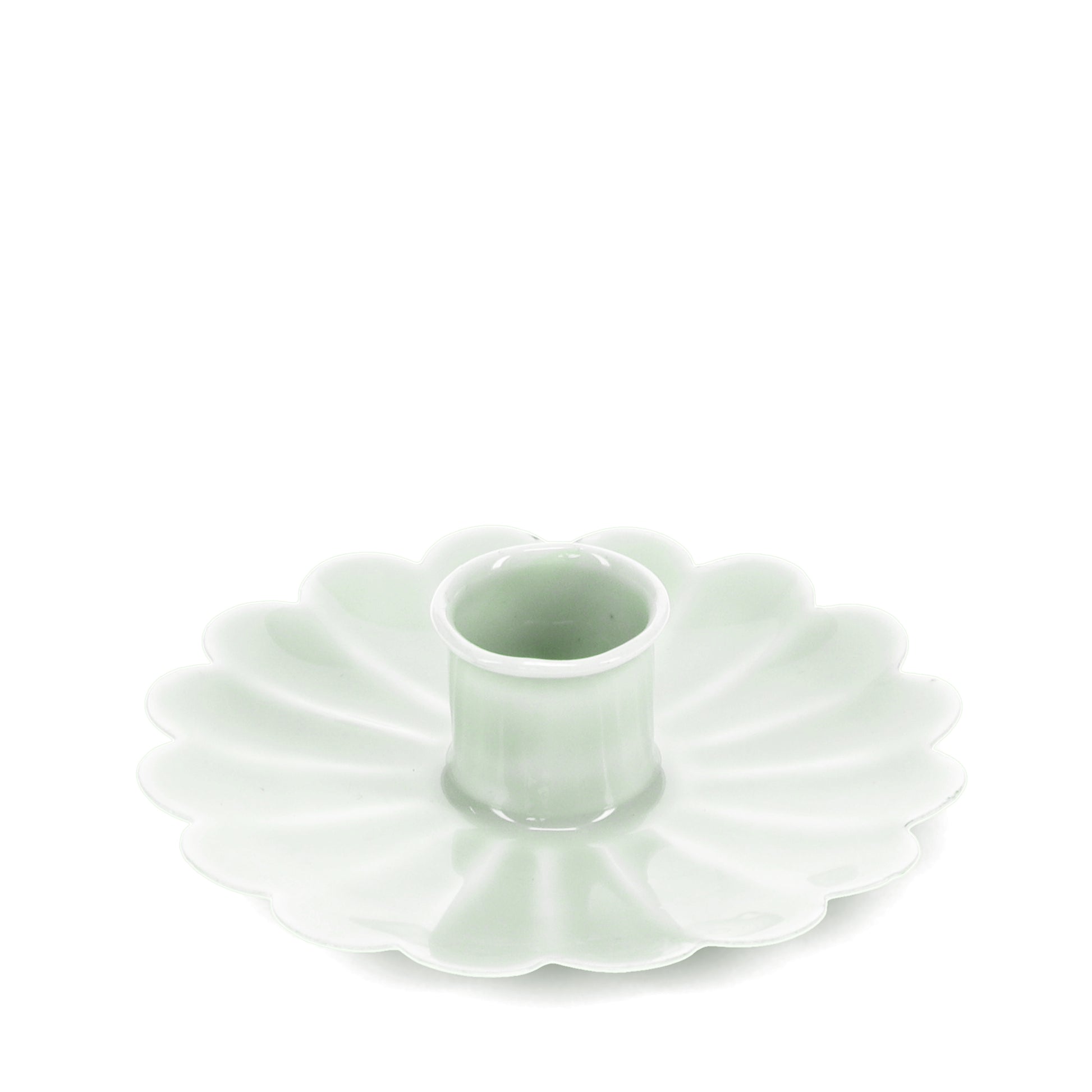 Enamel Flat Flower Candle Holder - Light Grey - ad&i