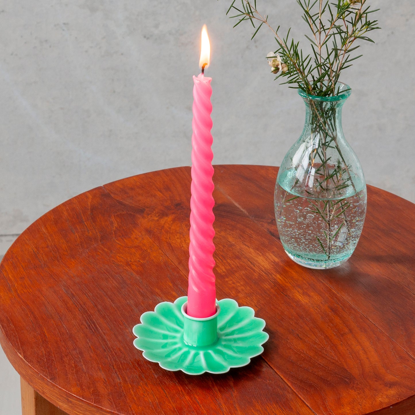 Enamel Flat Flower Candle Holder - Green - ad&i