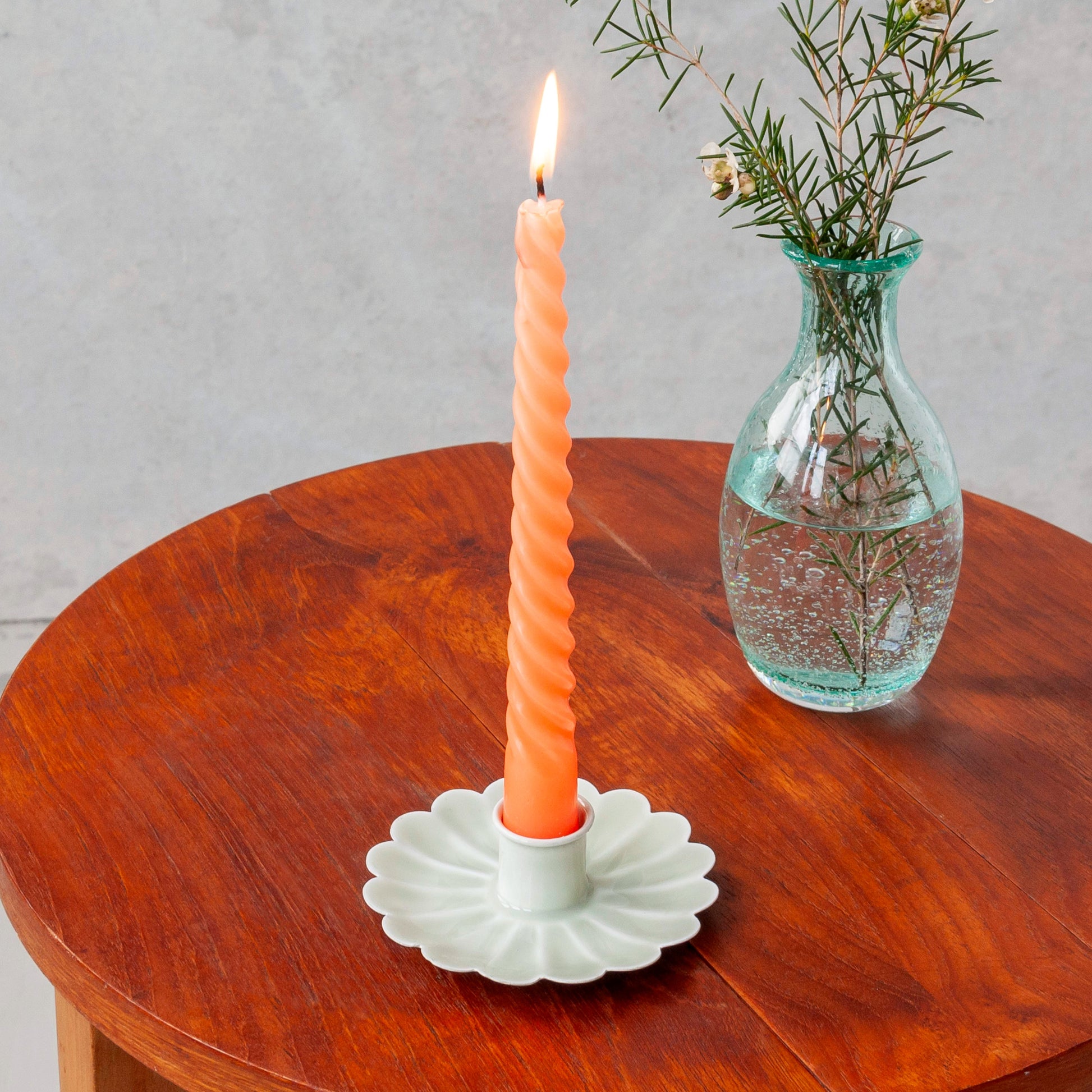 Enamel Flat Flower Candle Holder - Light Grey - ad&i