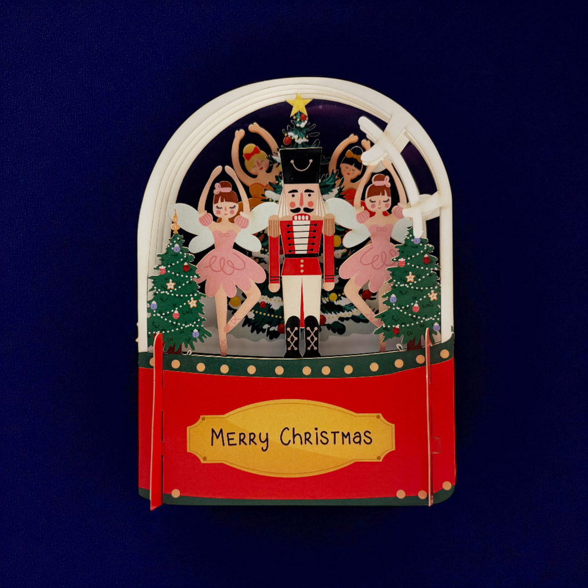 Fairy and Nutcracker Snow Globe 3D Pop Up Christmas Card