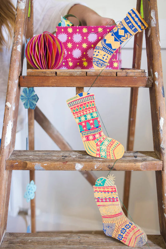 Festive Stockings Sewn Garland - ad&i