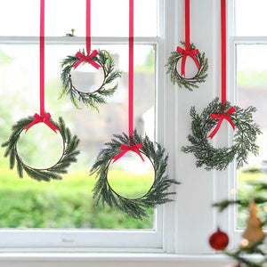 Foliage Christmas Wreath Decorations with Red Ribbon - ad&i