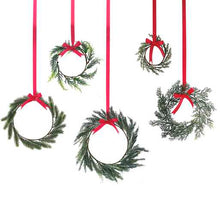 Load image into Gallery viewer, Foliage Christmas Wreath Decorations with Red Ribbon - ad&amp;i