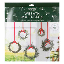 Load image into Gallery viewer, Foliage Christmas Wreath Decorations with Red Ribbon - ad&amp;i