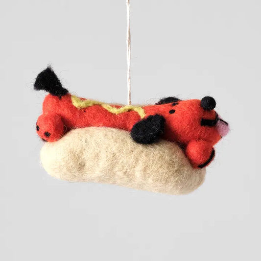 Frank, Hotdog Dog Hanging Felt Ornament