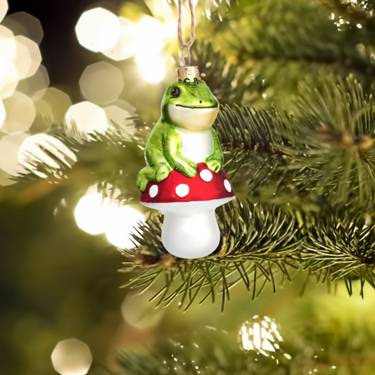 Frog On A Mushroom Christmas Tree Bauble - ad&i