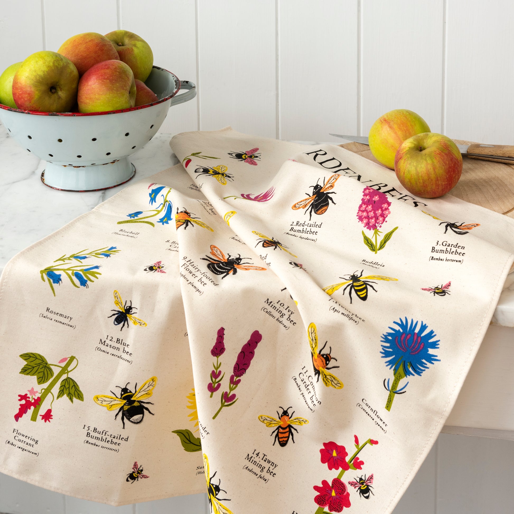 Garden Bees Print Tea Towel - ad&i