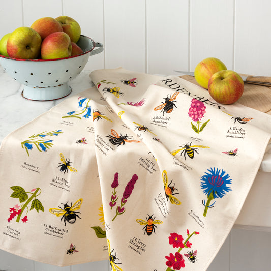 Garden Bees Print Tea Towel - ad&i