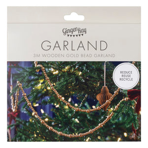 Gold Wooden Beaded Garland - ad&i
