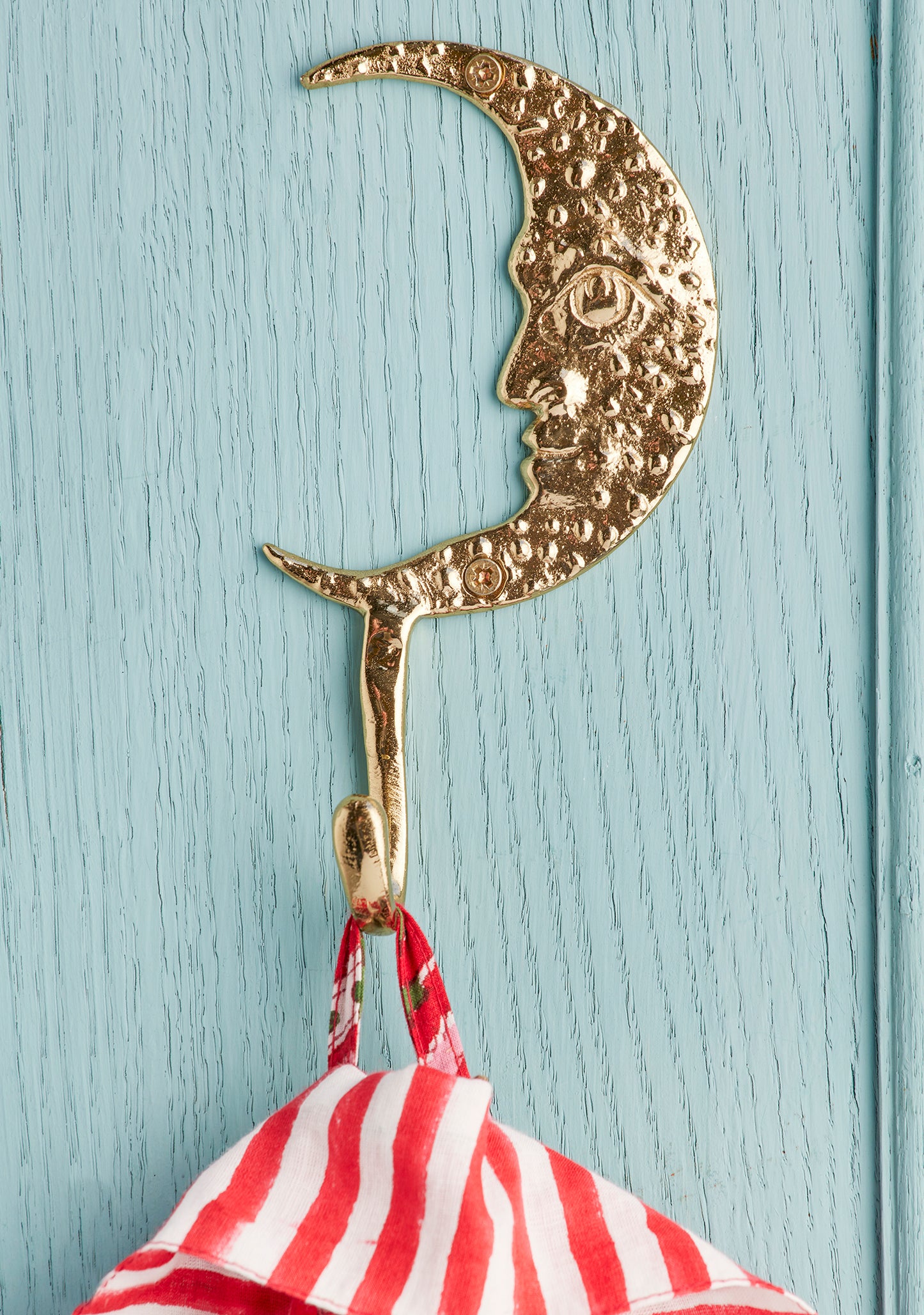 Gold Metal Moon Face Wall Hook