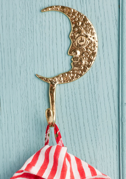 Gold Metal Moon Face Wall Hook