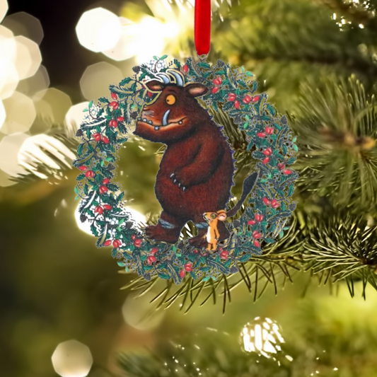 Gruffalo and Mouse Wreath Wooden Christmas Tree Decoration - ad&i