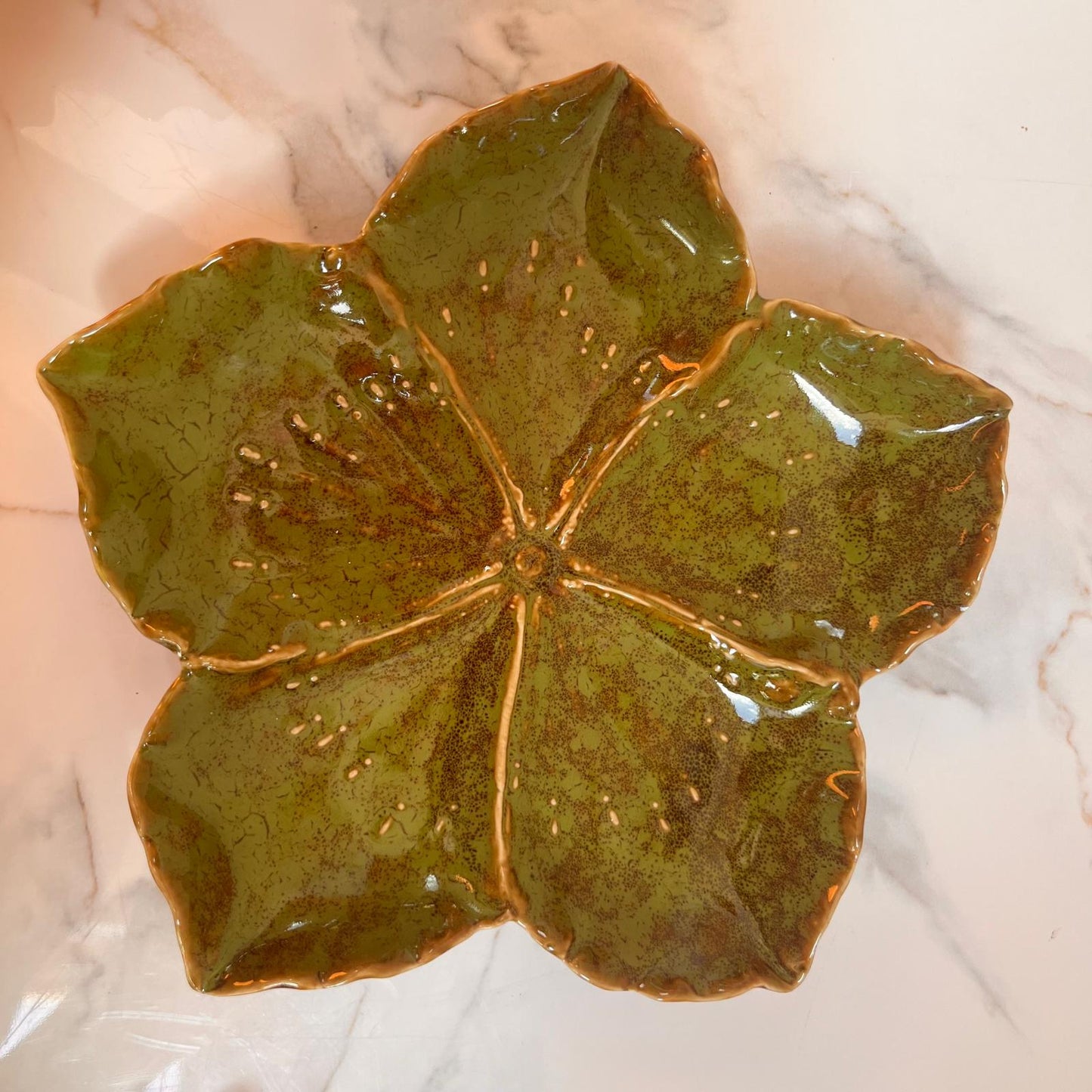 Hibiscus Leaf Shaped Ceramic Trinket Plate