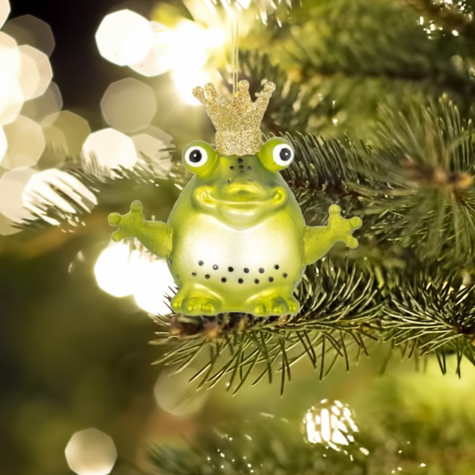King Frog Glass Christmas Tree Bauble