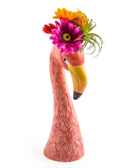 Large Pink Flamingo Head Vase