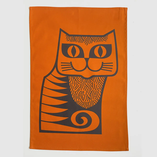 Magpie x Hornsea Cat Tea Towel Orange