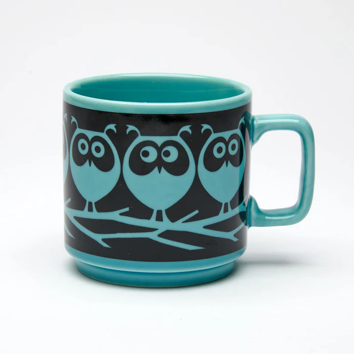 Magpie x Hornsea Mug Owls on a Branch Teal