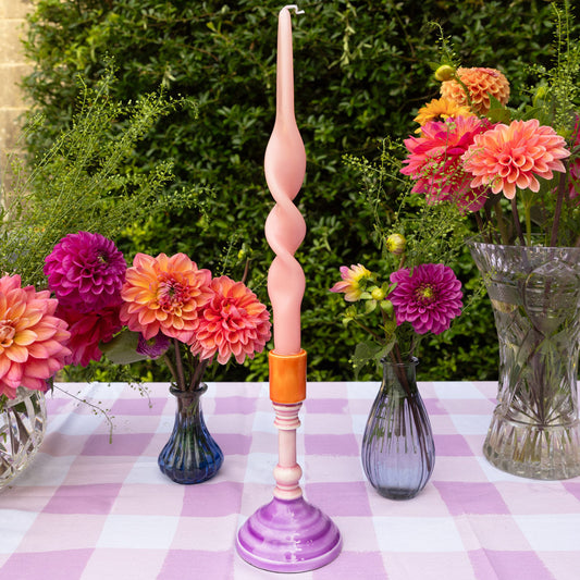 Mellow Orange & Purple Metal Dinner Candle Holder - ad&i