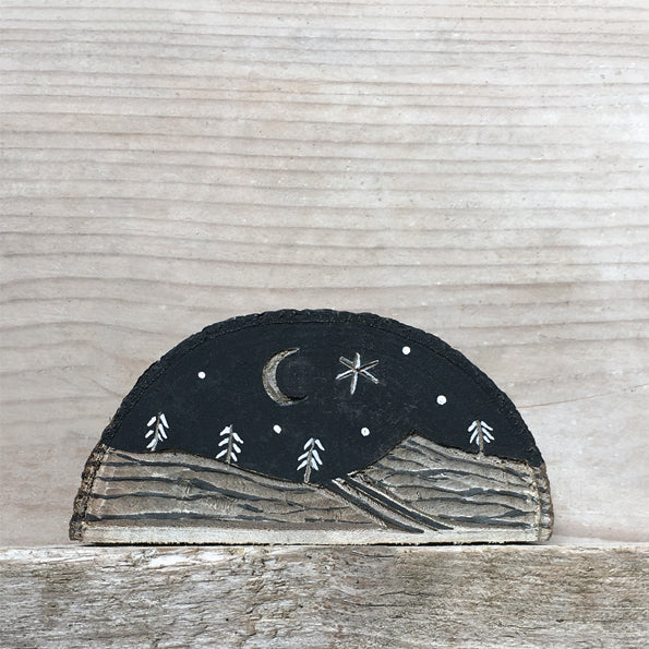 Night Sky Silhouette Scene Wooden Block - ad&i