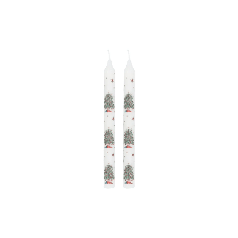 Nostalgia Christmas Tree Dinner Candles - Two Pack