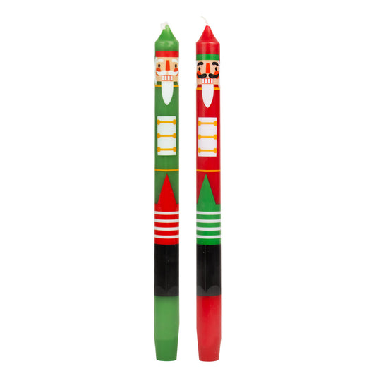 Nutcracker Green and Red Dinner Candles - Two Pack - ad&i
