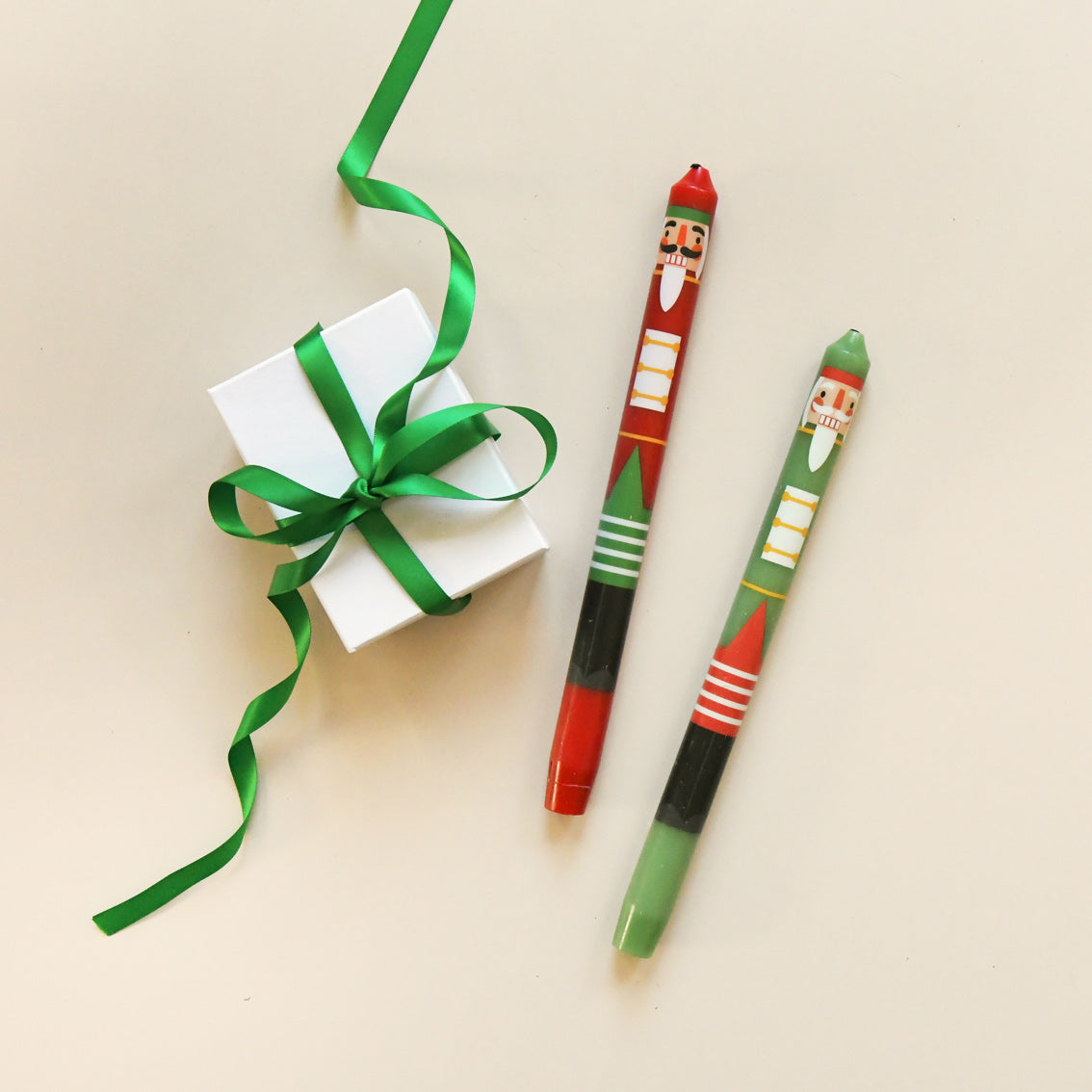 Nutcracker Green and Red Dinner Candles - Two Pack - ad&i