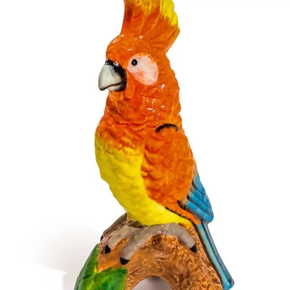 Parrot on a Perch Ceramic Vase