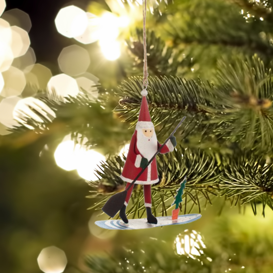 Paddleboarding Santa Christmas Tree Decoration