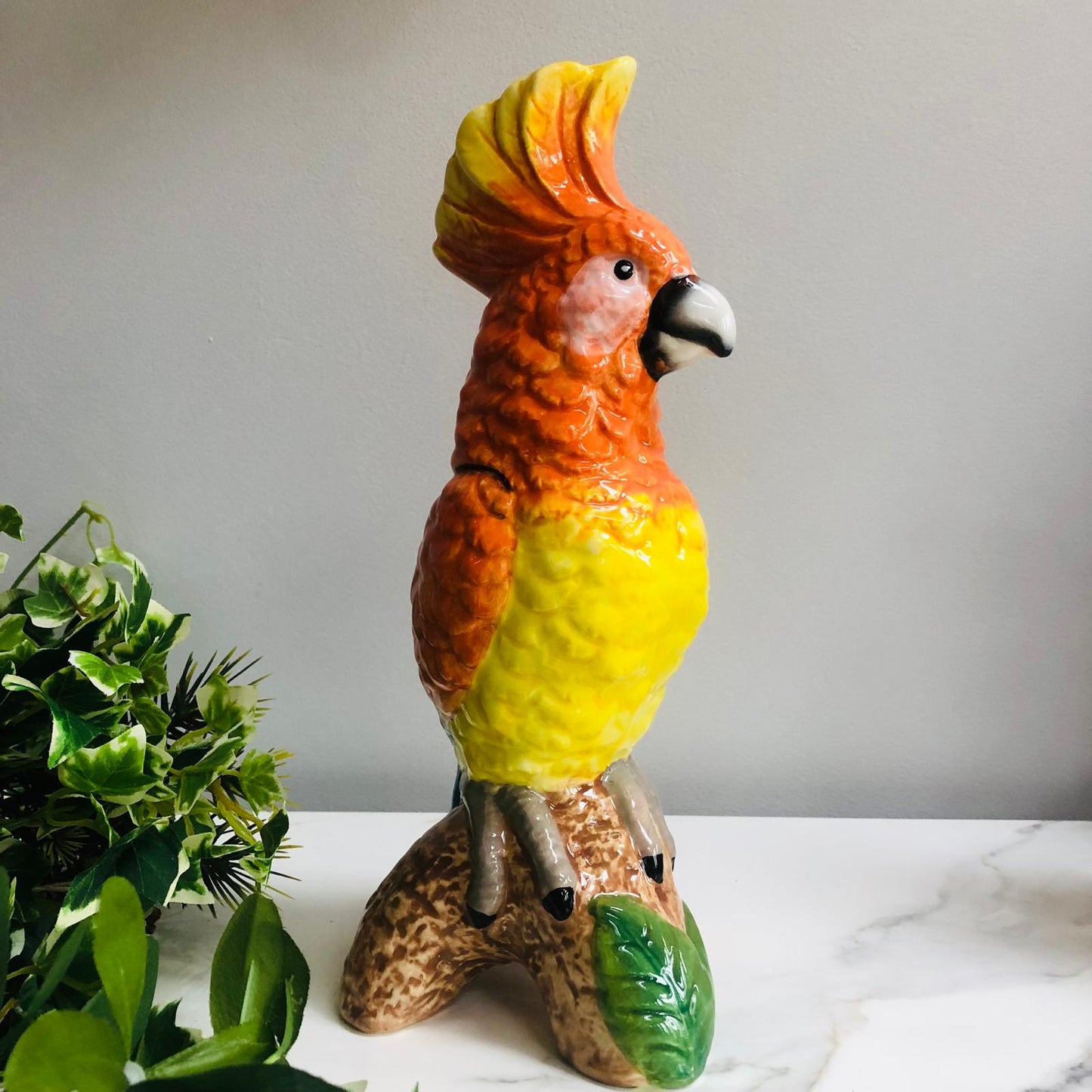 Parrot on a Perch Ceramic Vase