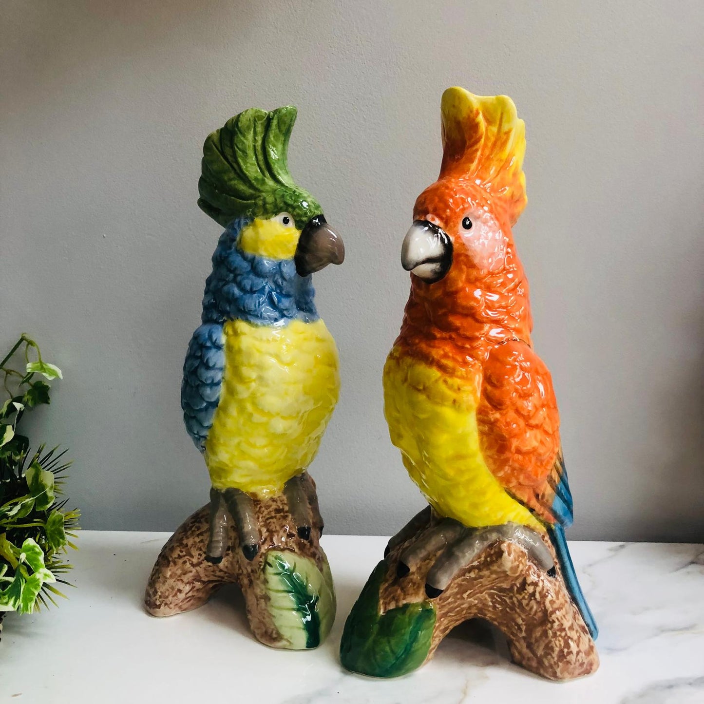 Parrot on a Perch Ceramic Vase