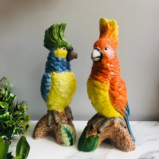 Parrot on a Perch Ceramic Vase