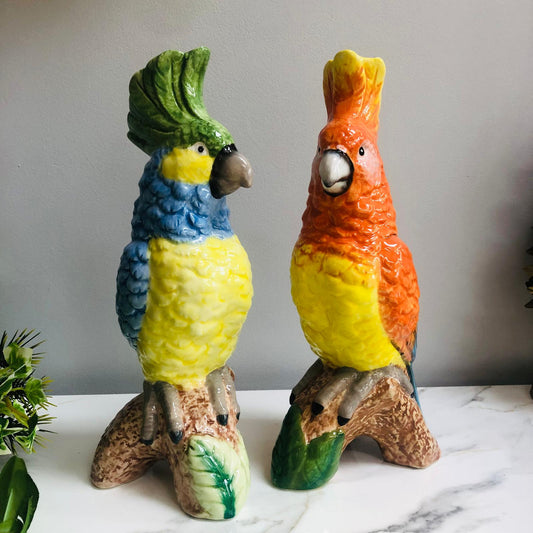Parrot on a Perch Ceramic Vase