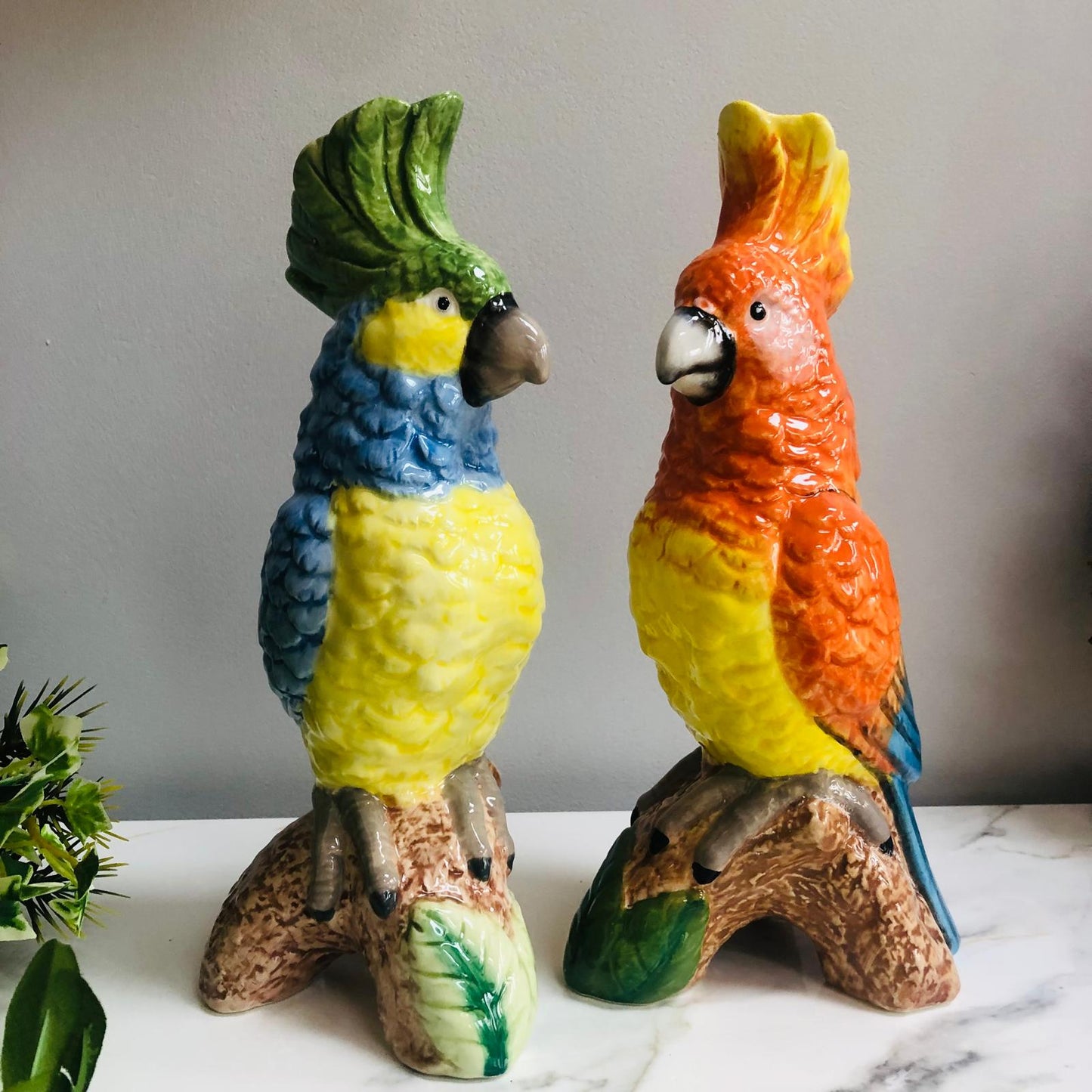 Parrot on a Perch Ceramic Vase