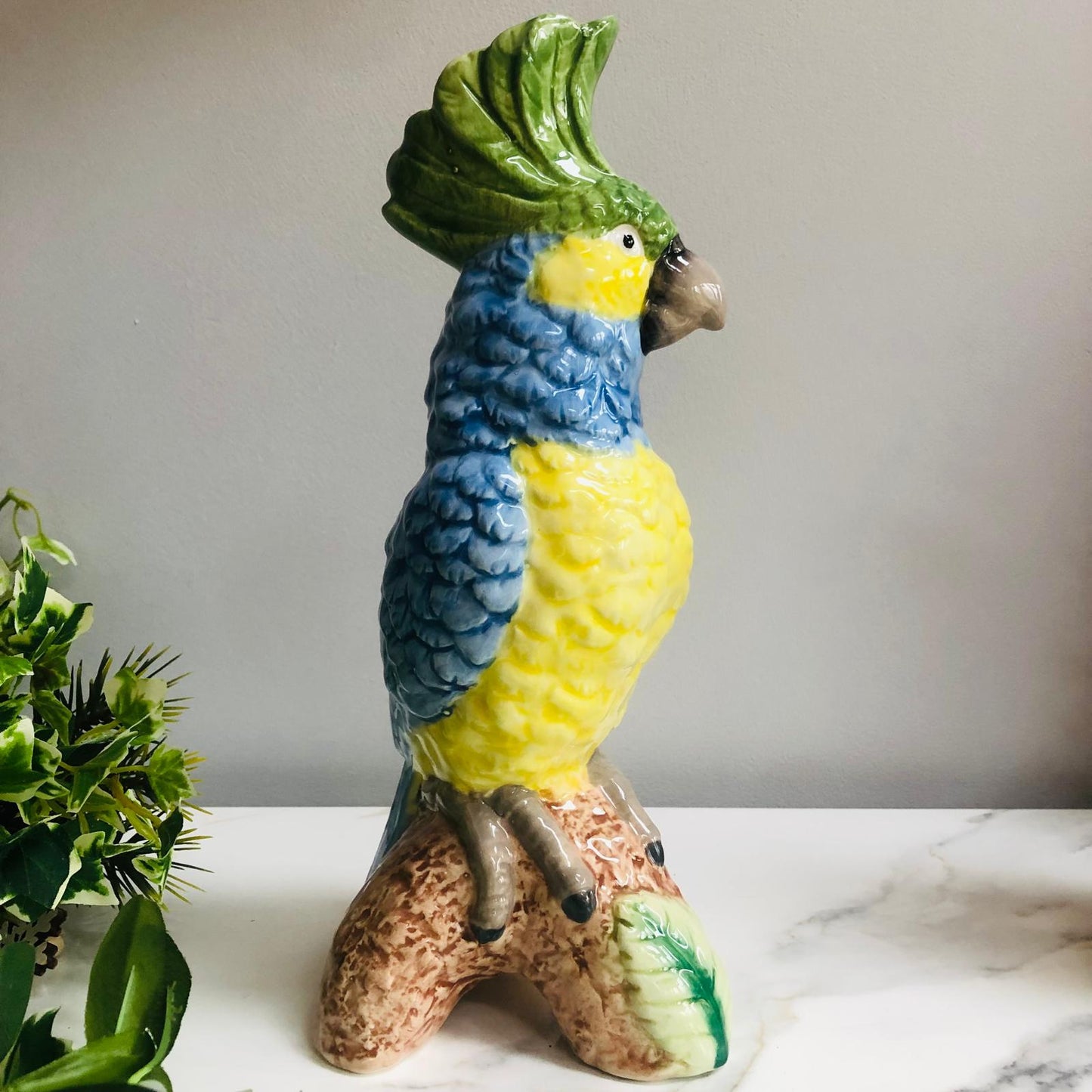 Parrot on a Perch Ceramic Vase