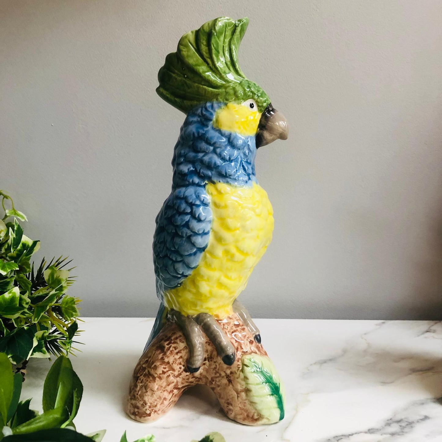Parrot on a Perch Ceramic Vase