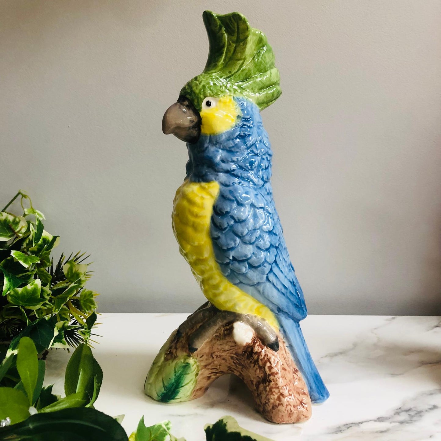 Parrot on a Perch Ceramic Vase