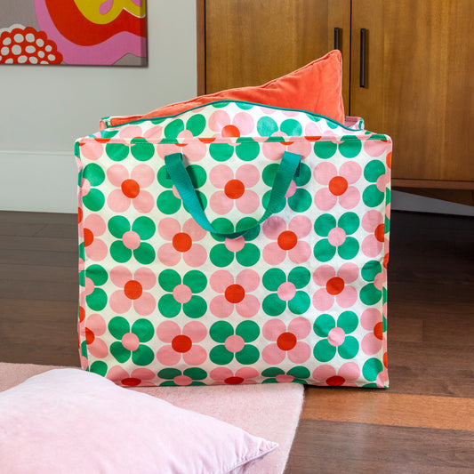 Pink and Green Floral Jumbo Storage Bag - ad&i