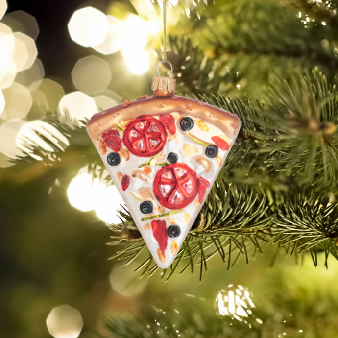 Pizza Slice with Olives Shaped Christmas Tree Bauble - ad&i