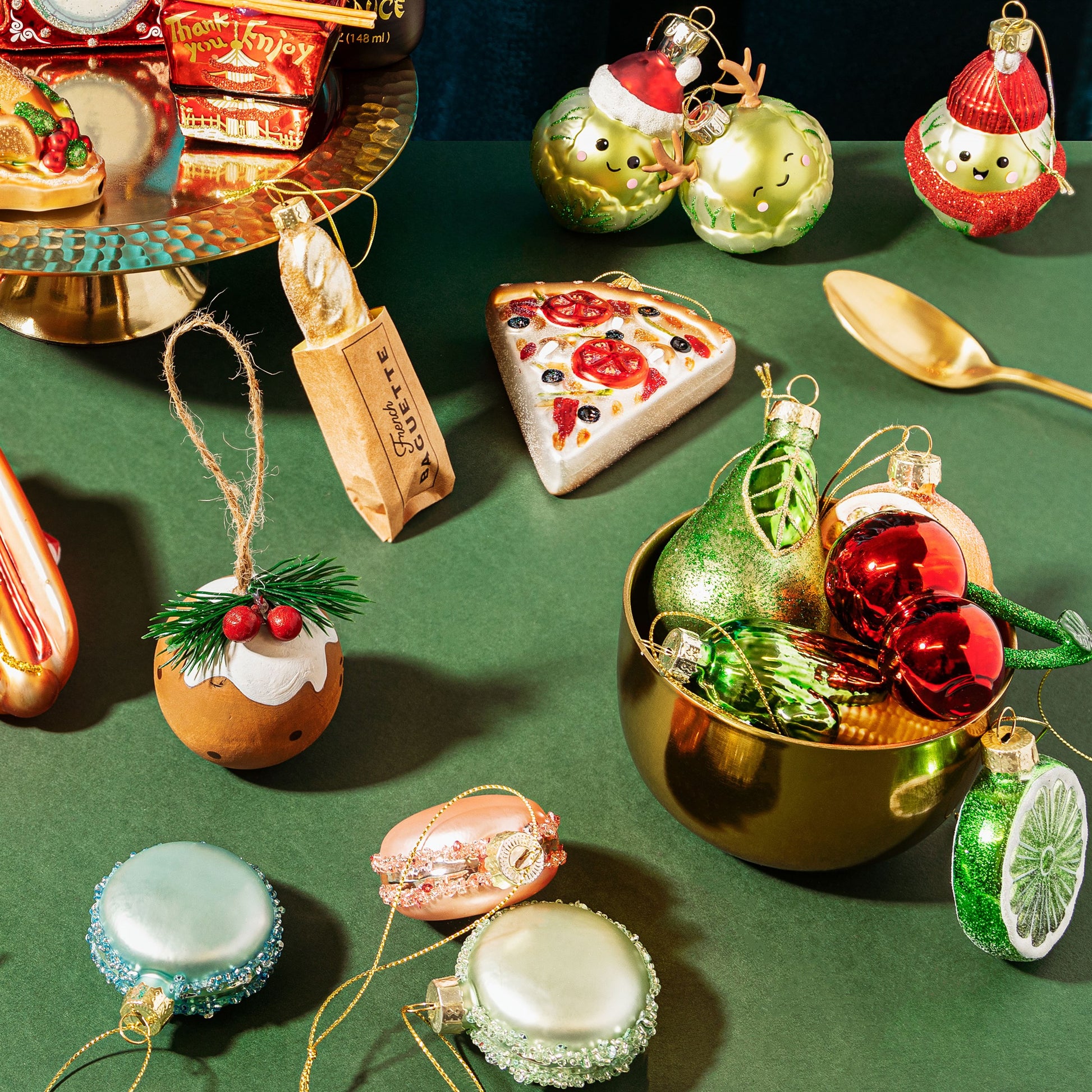 Pizza Slice with Olives Shaped Christmas Tree Bauble - ad&i