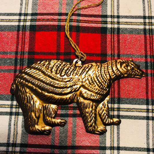 Pressed Gold Decorative Hanging Polar Bear - ad&i