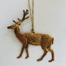 Load image into Gallery viewer, Pressed Gold Decorative Hanging Reindeer - ad&amp;i