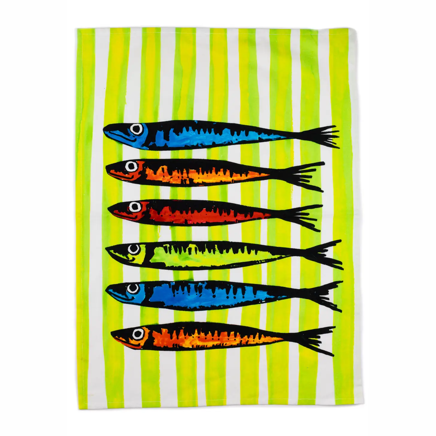 Rainbow Sardine Green Stripe Tea Towel