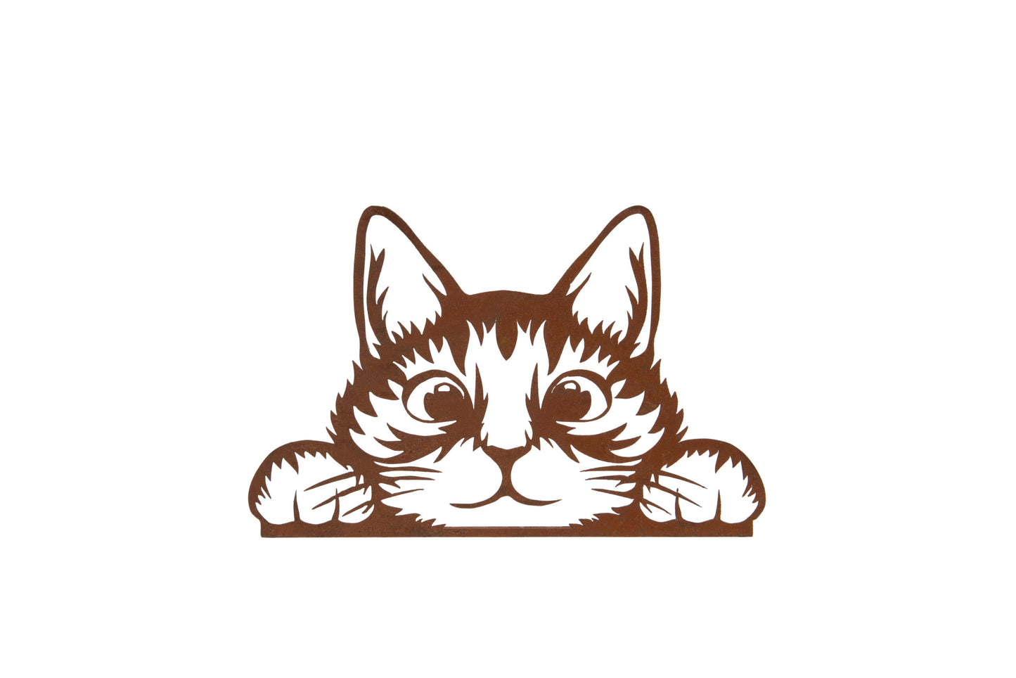 Rusty Metal Peeking Fence Cats - ad&i