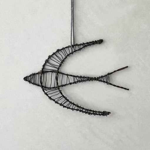 Rusty Wire Hanging Swallow Bird - ad&i