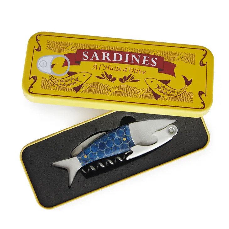 Sardine Shaped Corkscrew in a Tin - ad&i